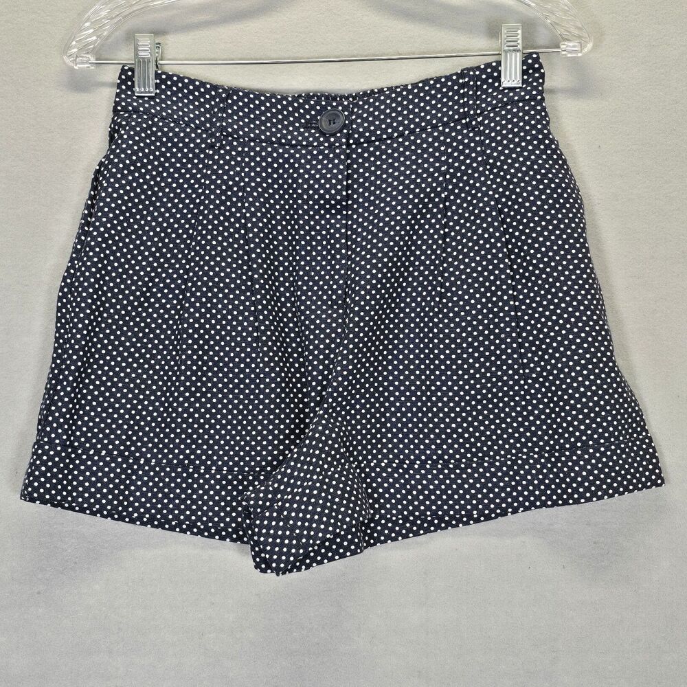 Calypso Women Shorts Blue White Polka Dot Bermuda Casual Summer Retro Size 2
